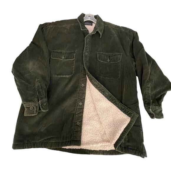 Shaver Lake Corduroy Jacket Mens Large Outdoor Casual Sherpa-Lined Hunter Green